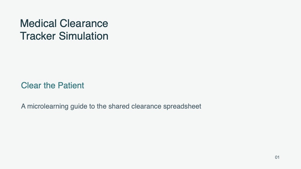 Medical Clearance Tracker Simulation slide deck cover